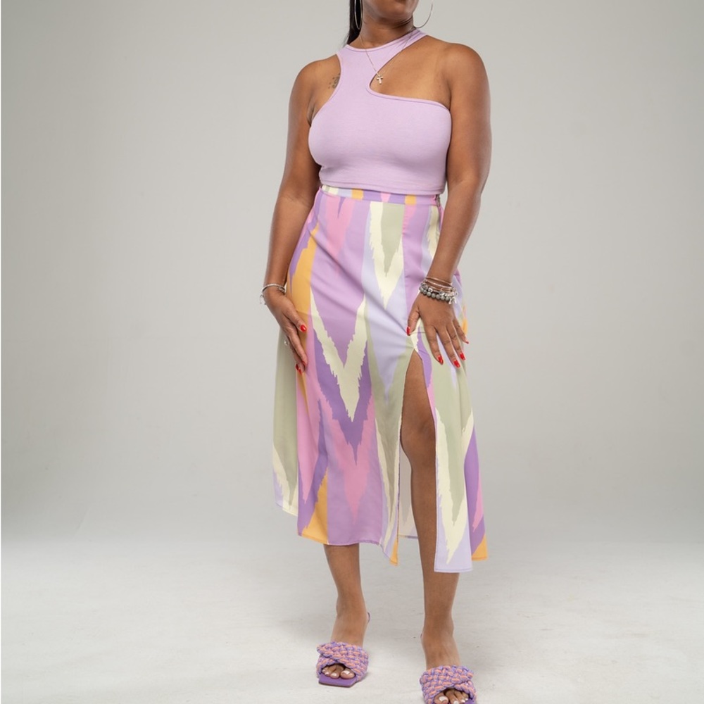 Multi Color Maxi Skirt w/ side split
